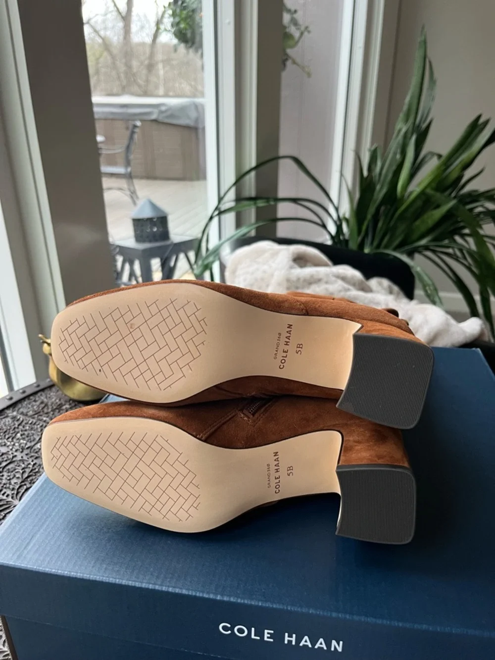 COLE HAAN GEORGETTE OVER THE KNEE BOOTS IN TOBACCO SUEDE 5 - Picture 11 of 11